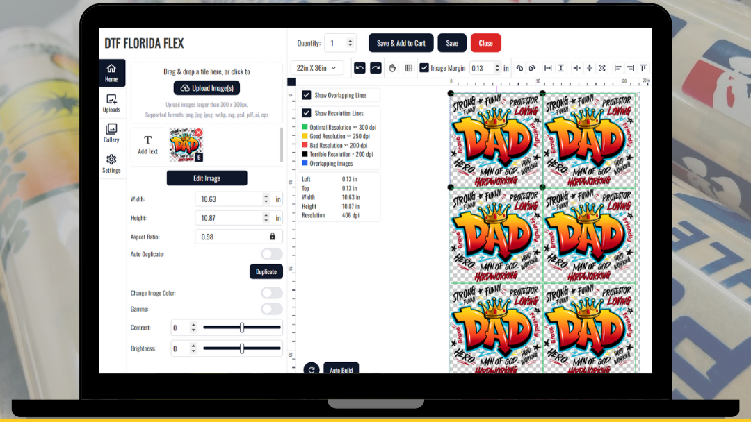 22"x36" UVDTF Gang Sheet Builder.