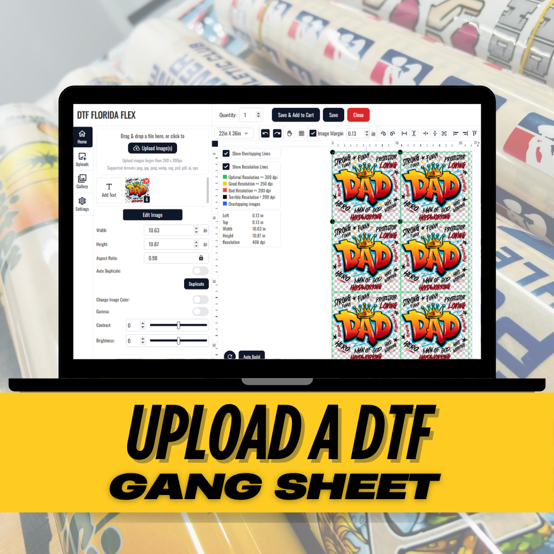 22"x36" DTF Transfer - Gang Sheet Builder.