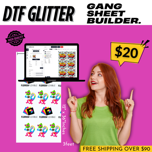 12"x36" DTF Transfer GLITTER - Gang Sheet Builder.