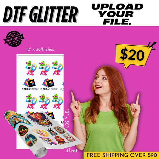 12"x36" DTF Transfer GLITTER  (Upload your file)