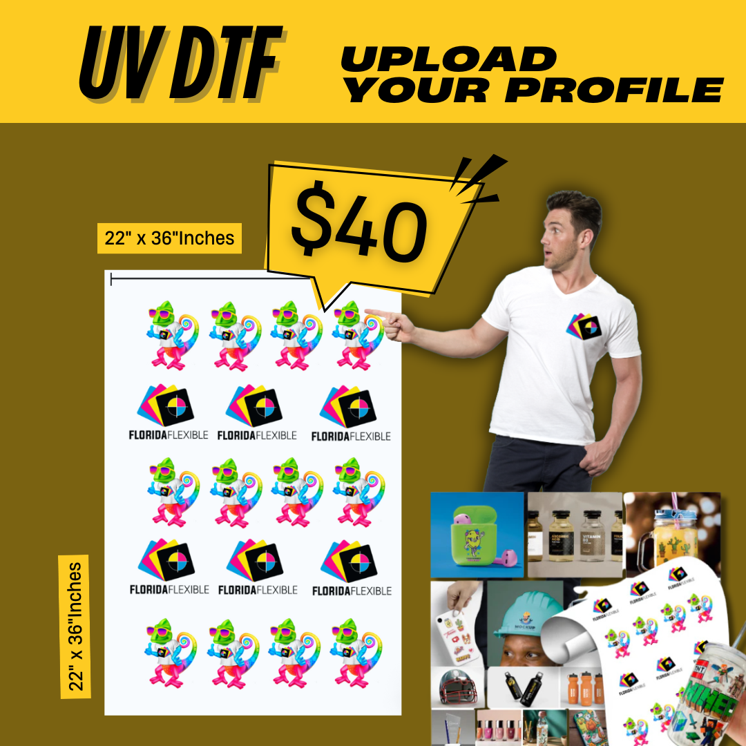 (22" x 36") DTF UV por yarda.