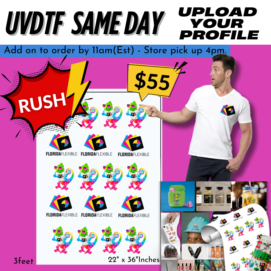 (22" x 36") DTF UV por yarda.