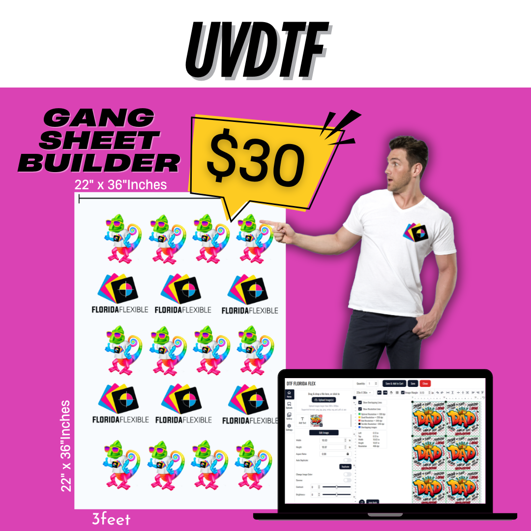Generador de láminas de unión DTF UV de 22" x 36".