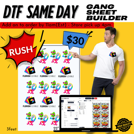 22"x36" DTF Transfer - Same Day - Gang Sheet Builder.