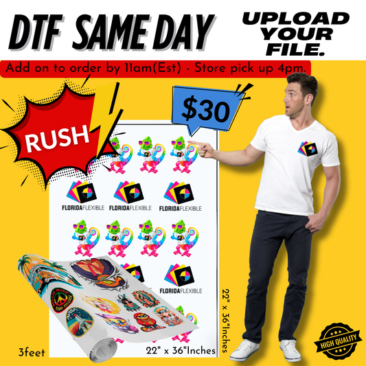 22"x 36" DTF Transfer Same Day (Upload your file).