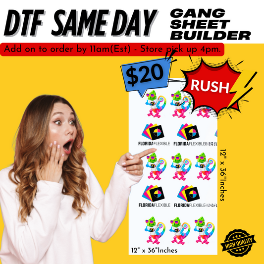 12"x36"  DTF Transfer - Same Day - Gang Sheet Builder.