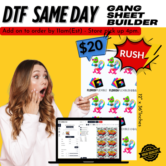 12"x36"  DTF Transfer - Same Day - Gang Sheet Builder.