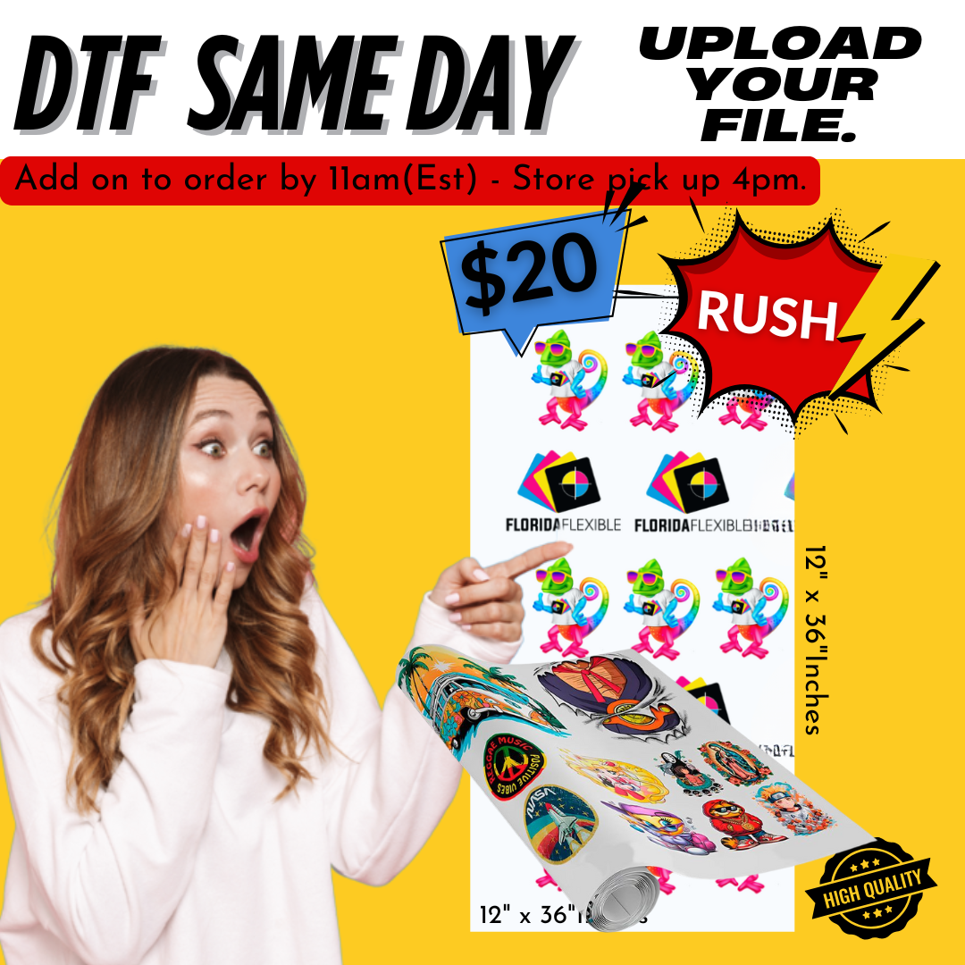 12"x36" DTF Transfer Same Day (Upload your file)