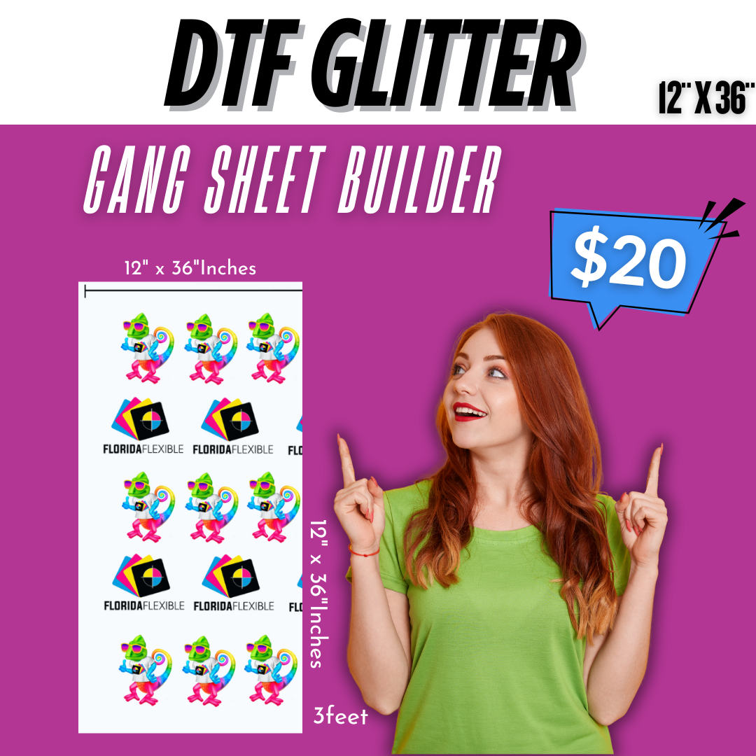 12"x36" DTF Transfer GLITTER - Gang Sheet Builder.