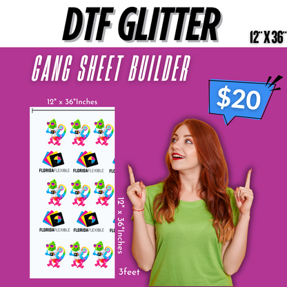 12"x36" DTF Transfer GLITTER - Gang Sheet Builder.