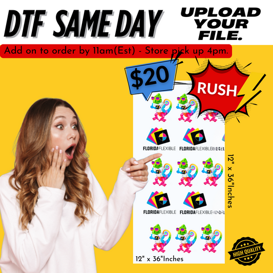 12"x36" DTF Transfer Same Day (Upload your file)